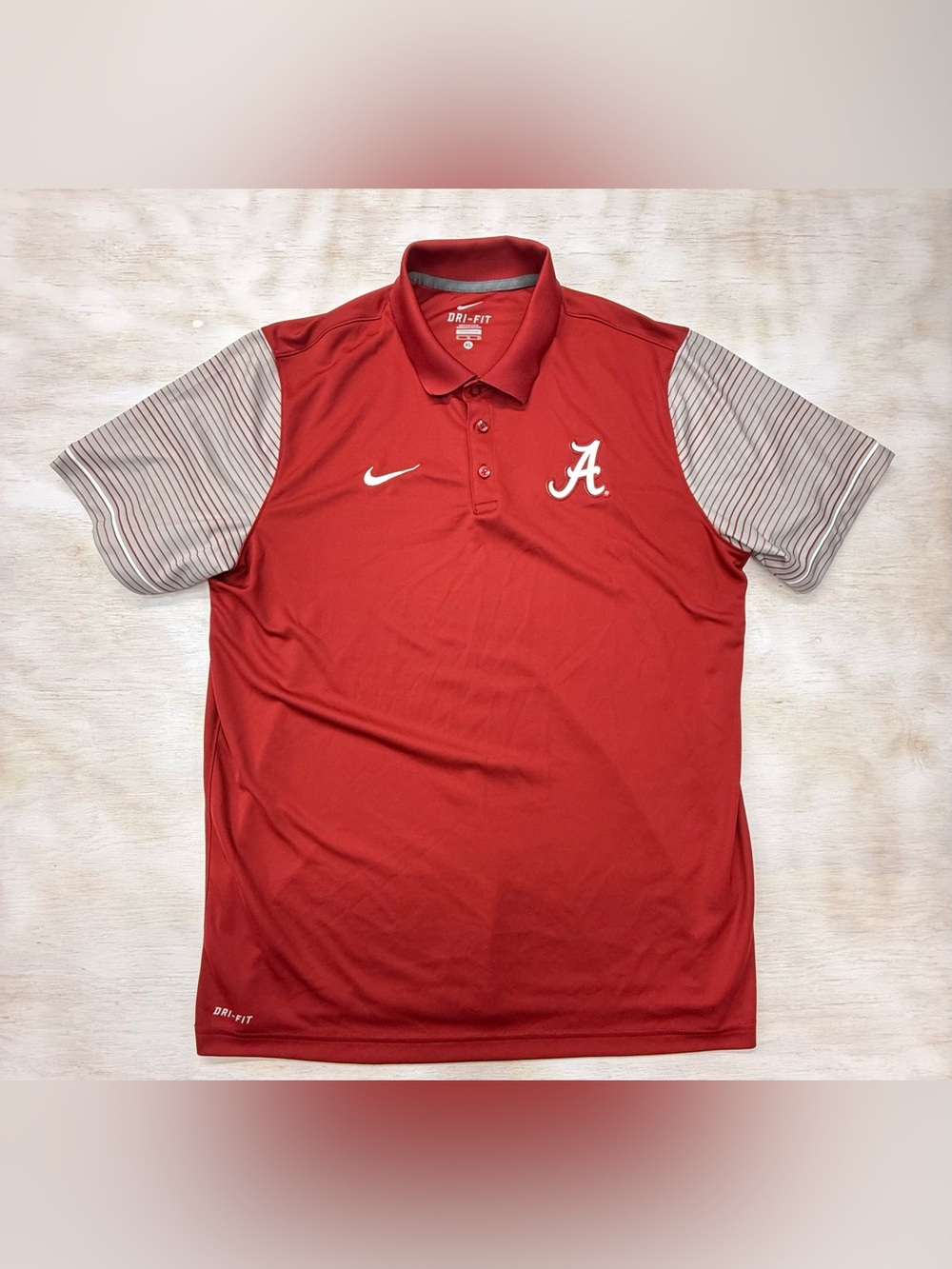 Nike Dri-Fit Red/Grey Striped Alabama Polo Men’s XL